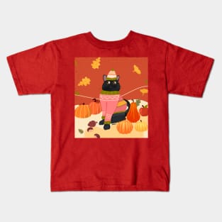 Cozy Cat Autumn Kids T-Shirt